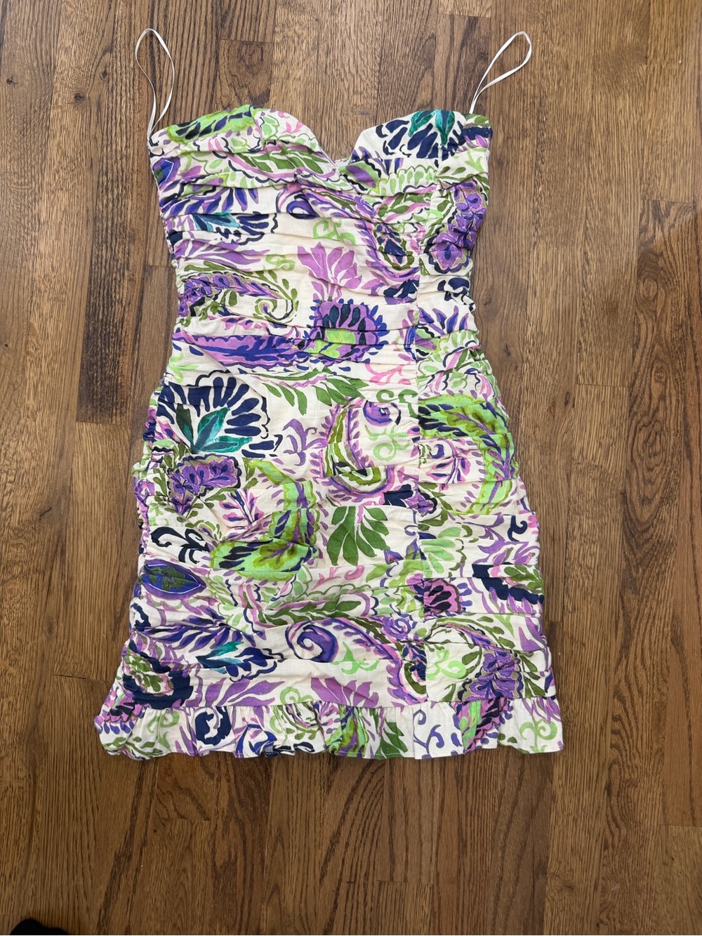 Zara Floral Sweetheart Sundress in White, Purple & Green